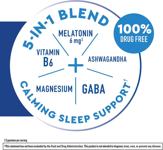 Nature Made Wellblends Sleep & Relieve Stress Gummies, Melatonin 6Mg, Gaba 100Mg, Ashwagandha 125Mg, Magnesium Citrate, Vitamin B6 Blend, Sleep Aid & Stress Relief, 38 Gummy Vitamins