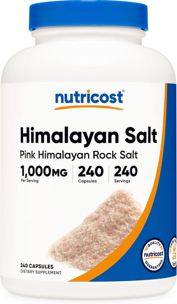 Nutricost Pink Himalayan Salt Capsules 1000mg, 390mg Sodium, 240 Capsules - Non-GMO, Gluten Free