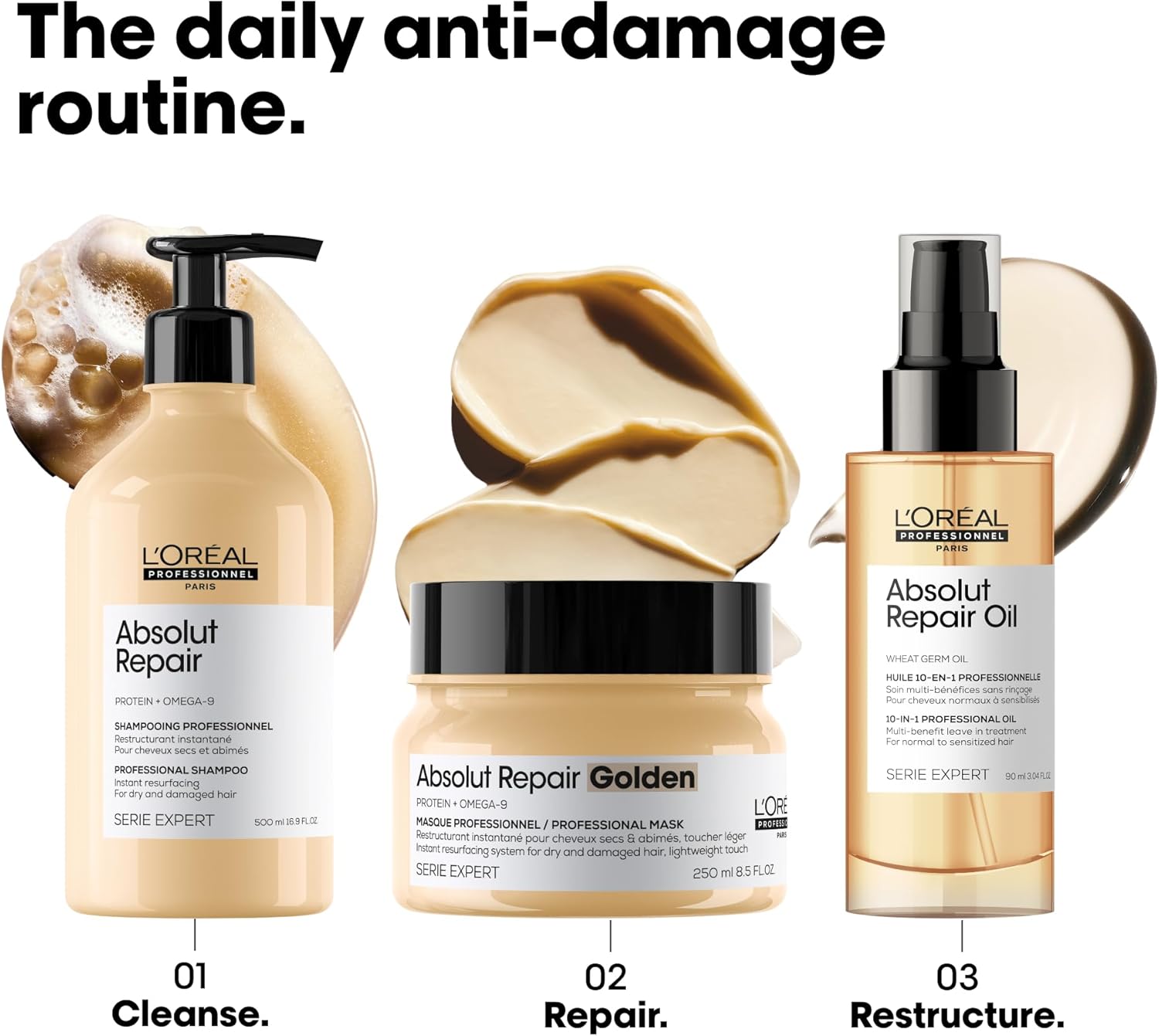 L’Oréal Professionnel Golden Lightweight Mask, With Protein And Gold Quinoa for Fine-Medium Dry And Damaged Hair, Serie Expert Absolut Repair, 250 ml : Amazon.co.uk: Beauty