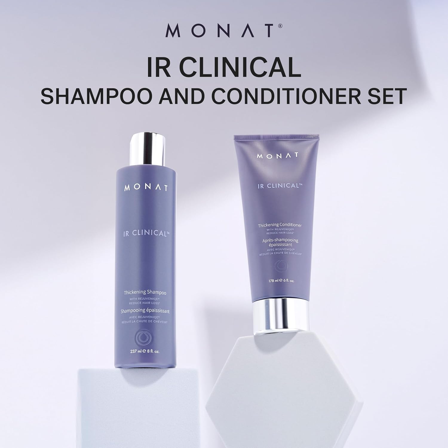 Monat Ir Clinical Thickening Shampoo & Conditioner Set – Hair Strengthening & Volumizing System For Thicker, Fuller-Looking Strands – Natural Hair Care With Rosemary, Mint & Pea Extract : Beauty & Personal Care