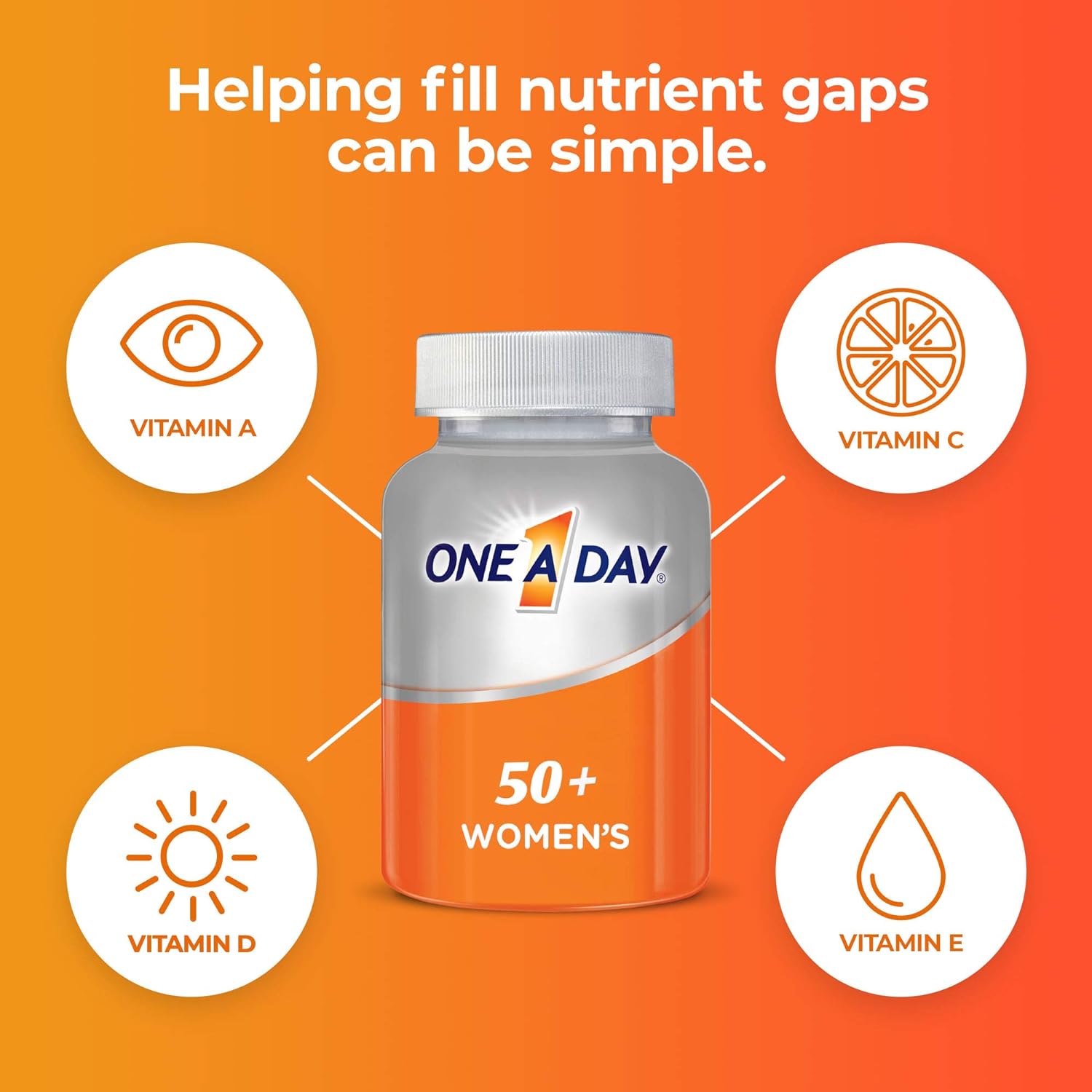 One A Day Women’s 50+ Multivitamins, Multivitamin for Women with Vitamin A, C, D, E and Zinc for Immune Health Support*, Calcium & more, 100 count : Health & Household