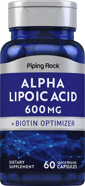 Piping Rock Alpha Lipoic Acid 600mg | with Biotin Optimizer | 60 Capsules | Non-GMO, Gluten Free Supplement