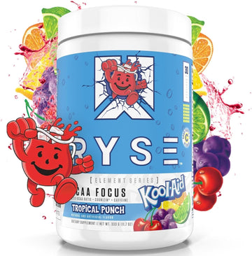 RYSE Up Supplements Element Series BCAA Focus | Hydrate, Focus, Recover | Designed for Versatility | with BCAAs, Caffeine, & Electrolytes | 30 Servings (Kool Aid Tropical Punch)