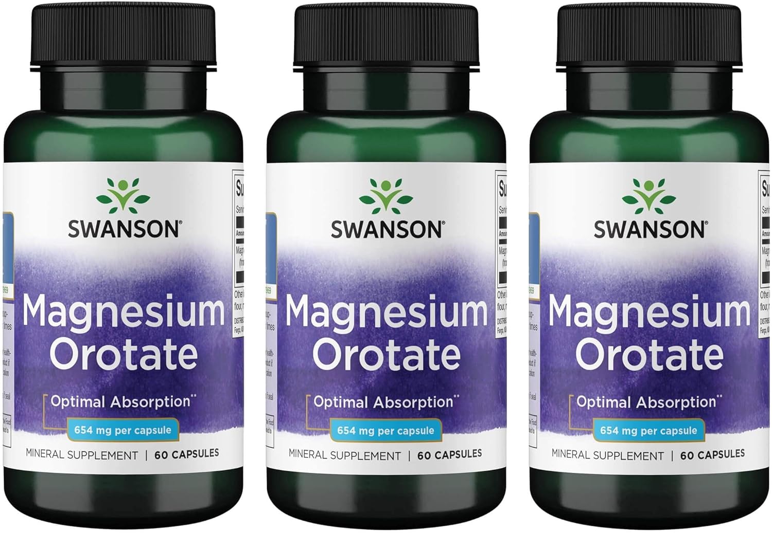 Swanson Magnesium Orotate 654 Mg 60 Caps 3 Pack