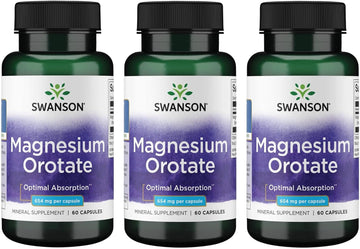 Swanson Magnesium Orotate 654 Mg 60 Caps 3 Pack