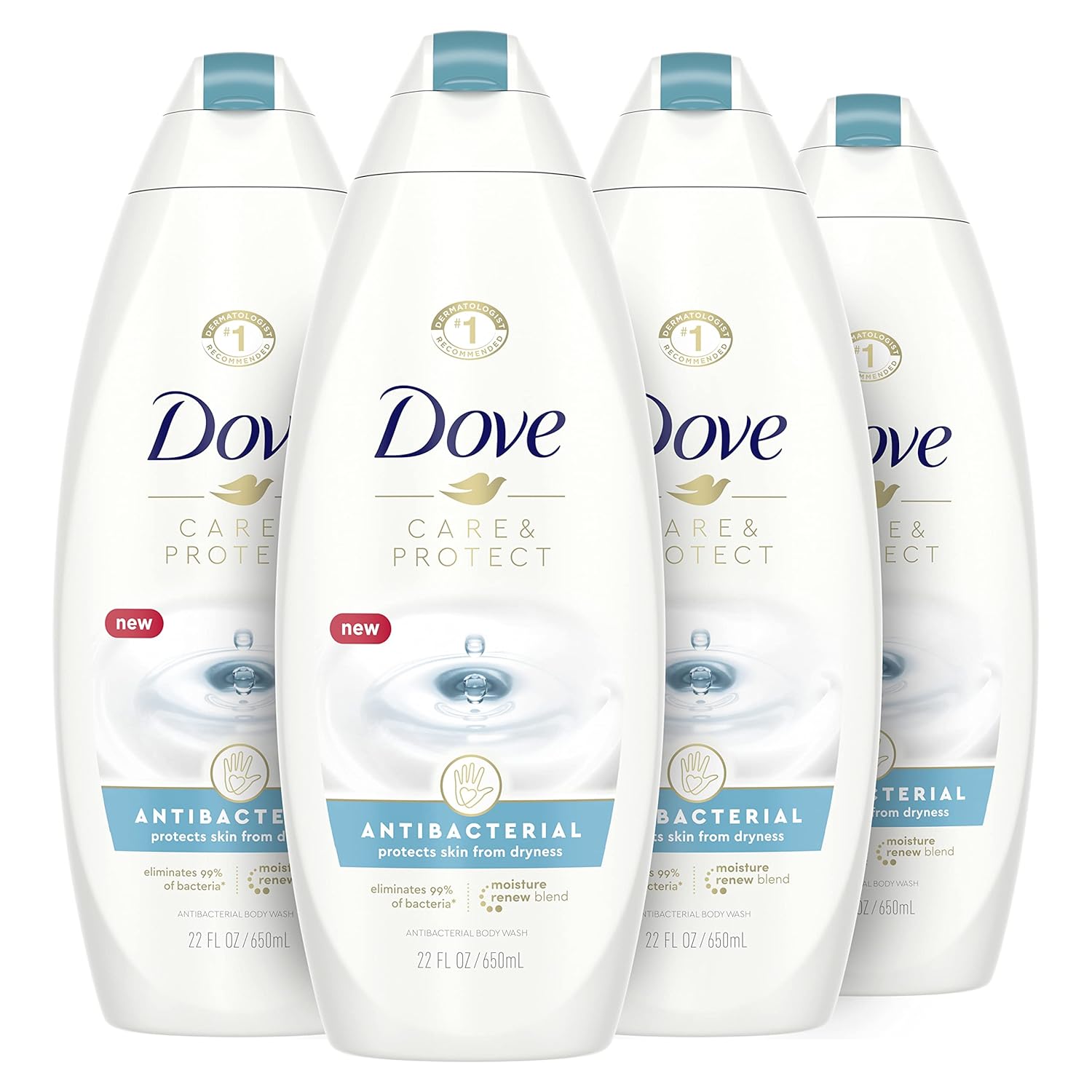 Dove Body Wash For All Skin Types Antibacterial Body Wash Protects From Dryness, 22 Fl Oz (Pack Of 4)