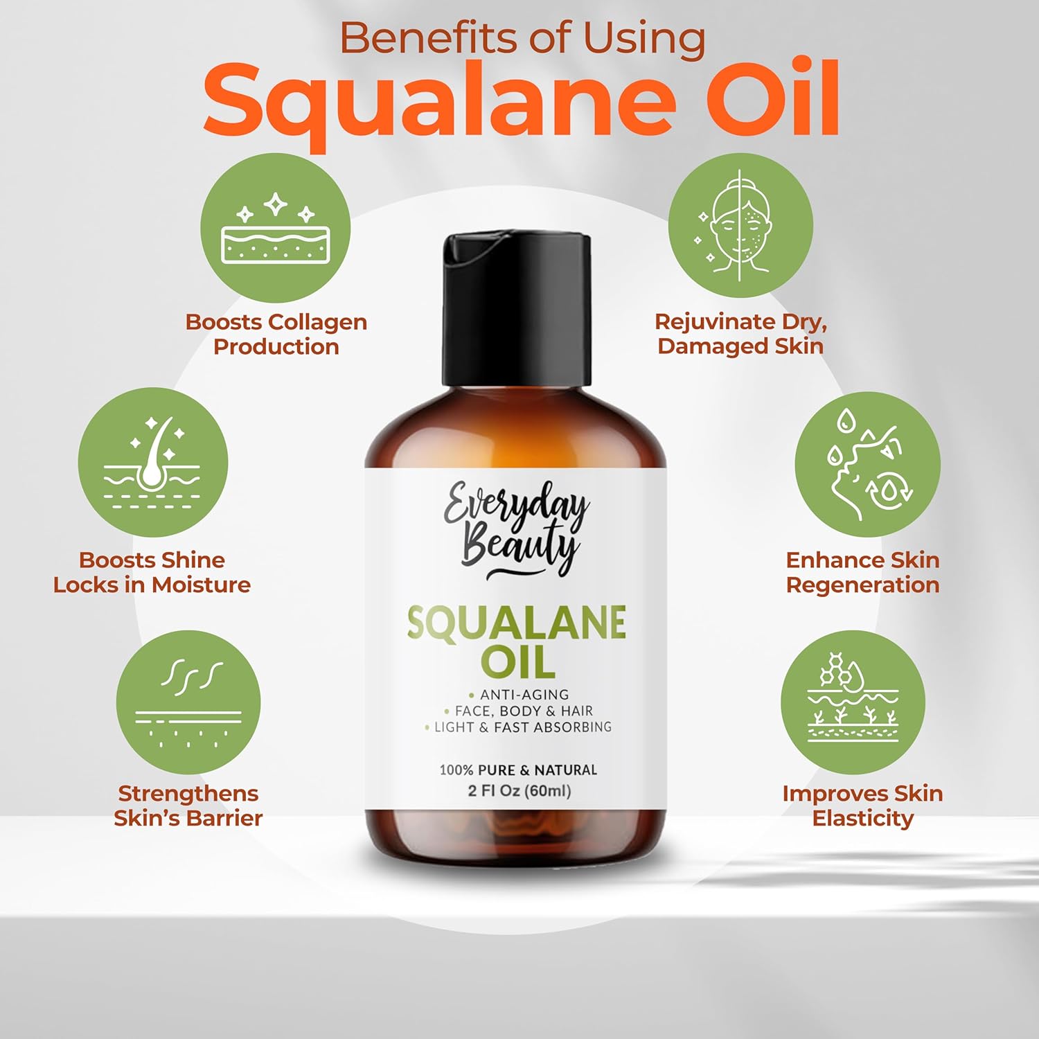 Squalane Oil - 100% Pure & Natural Plant Derived Facial Oil 1 Fl Oz Glass Bottle & Dropper - Cold Pressed And Unrefined Premium Grade Multipurpose Moisturizing Oil For Skin And Hair : Beauty & Personal Care