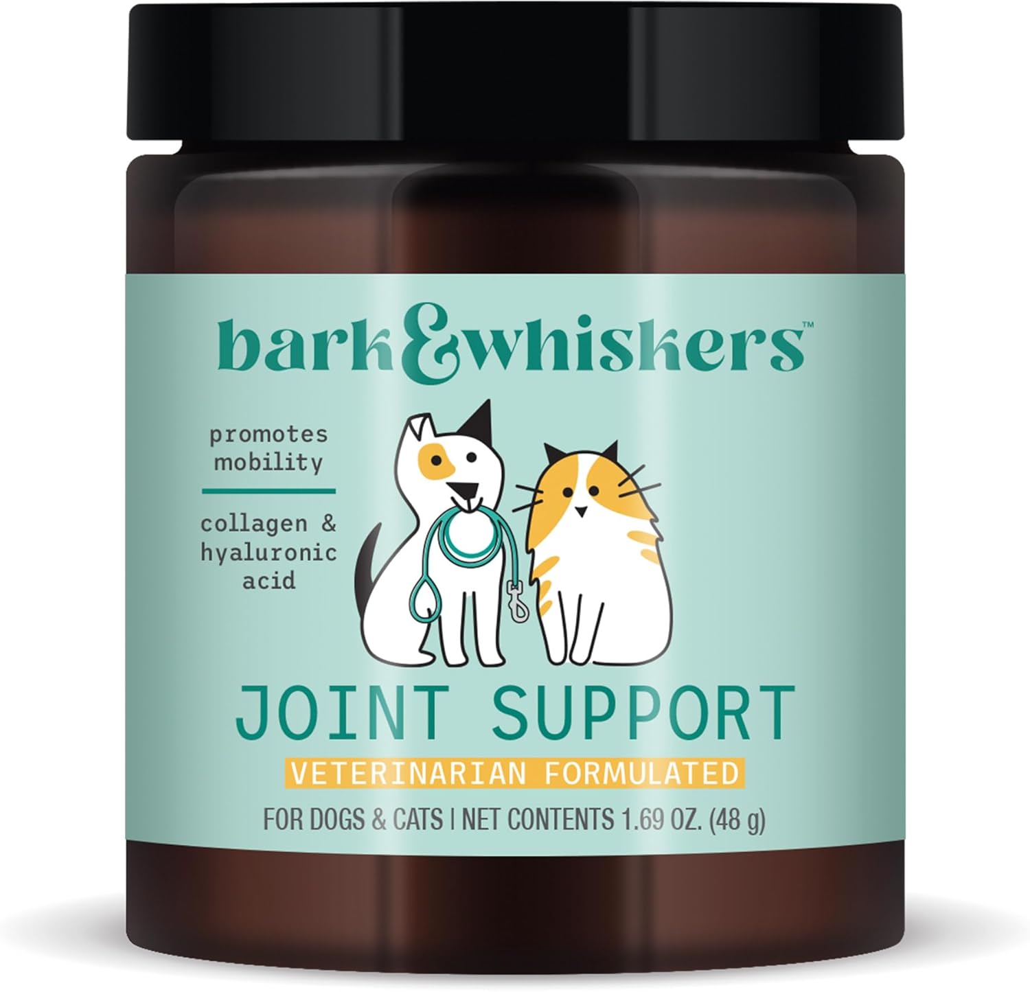 Dr. Mercola Bark & Whiskers Joint Support For Dogs & Cats, 1.69 Oz. (48 G), Collagen & Hyaluronic Acid, Promotes Mobility, Veterinarian Formulated, Non-Gmo