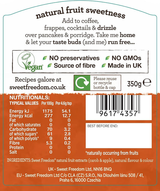 Sweet Freedom Delicious Caramel Syrup | Plant Based & Vegan | Pack Of 6 - Recyclable