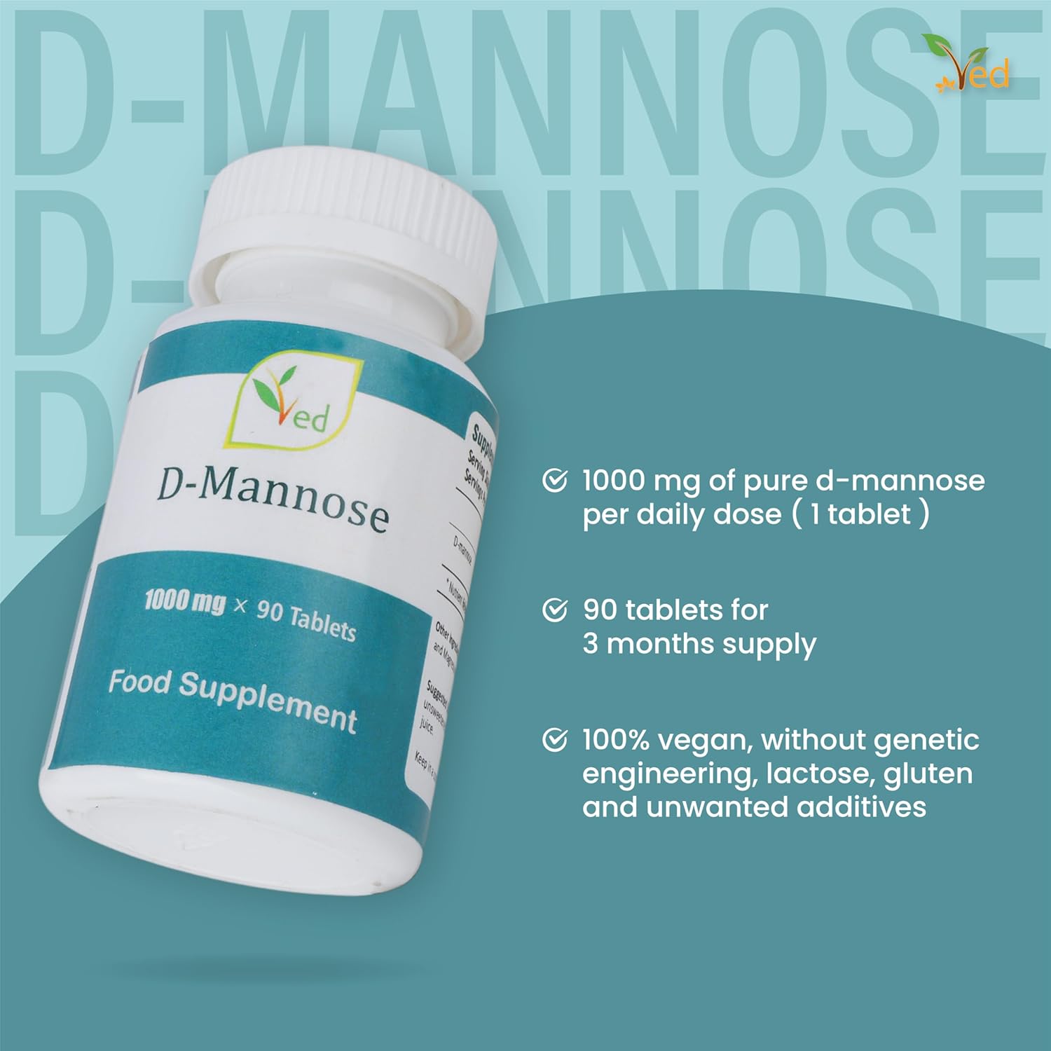 Ved D-Mannose Tablets | Supports Urinary Health | 1000mg x 90 Tablets : Amazon.co.uk: Health & Personal Care