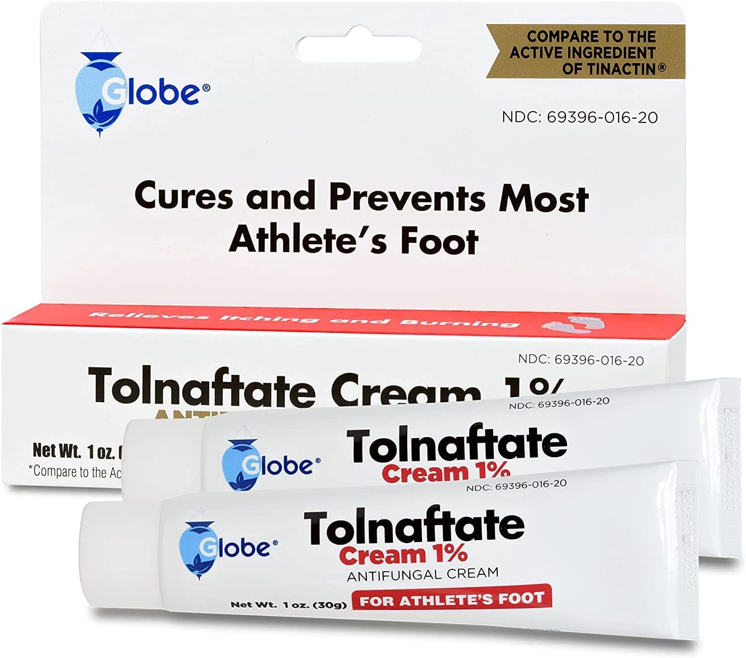 Globe Tolnaftate 1%, 1 Oz Antifungal Treatment, Proven Clinically Effective On Most Athlete’S Foot And Ringworm (2 Pack)