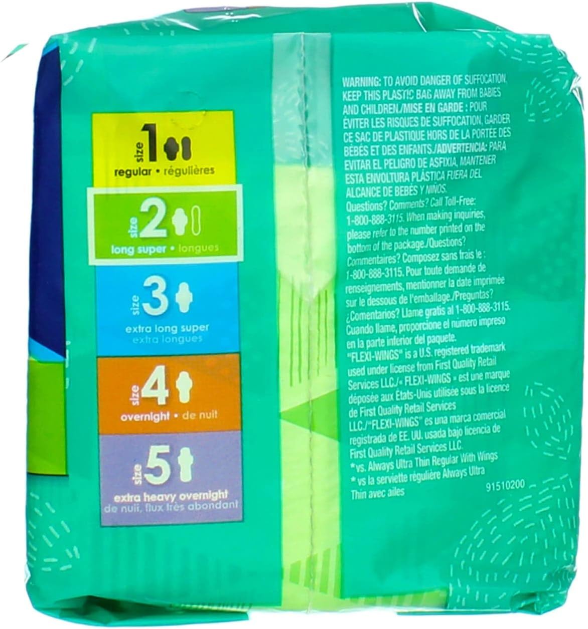 Always Pads Size 2 Ultra Thin 16 Count Long Super (6 Pack) : Health & Household