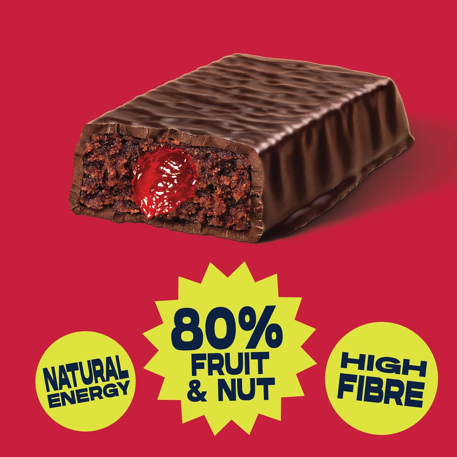 Vive Jammy Cherry Fruity Nutta Bars – Vegan Fruit & Nut Snack with Real Fruit Jam Filling – 80% Fruit & Nut, Belgian Chocolate Coated, Gluten-Free, Natural Ingredients – Pack of 20 Healthy Snack Bars : Amazon.co.uk: Grocery