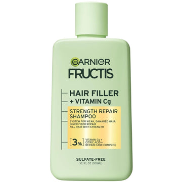 Garnier Fructis Hair Filler Strength Repair Shampoo With Vitamin Cg, Sulfate Free Shampoo For Weak, Damaged Hair, 10.1 Fl Oz, 1 Count