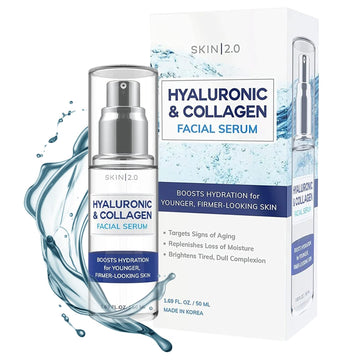 Hyaluronic Acid & Collagen Face Serum - Dermatologist Tested, Skin Tightening, Hydrating - Anti-Aging, Clean Beauty, Cruelty-Free Korean Skincare For All Skin Types - 1.69 Fl Oz