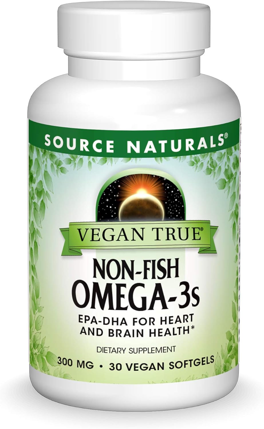 Source Naturals Vegan True, Non-Fish Omega-3s, EPA-DHA Supports Heart and Brain Health*, 300 mg - 30 Vegan Softgels