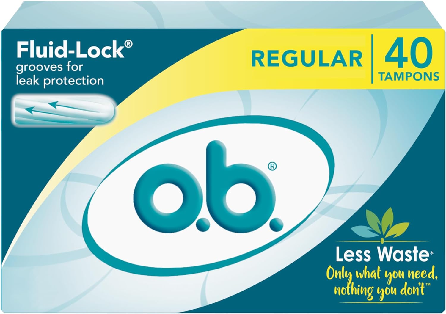 o.b. Tampons | Non-Applicator Tampon, Unscented | Regular Tampons, 40ct