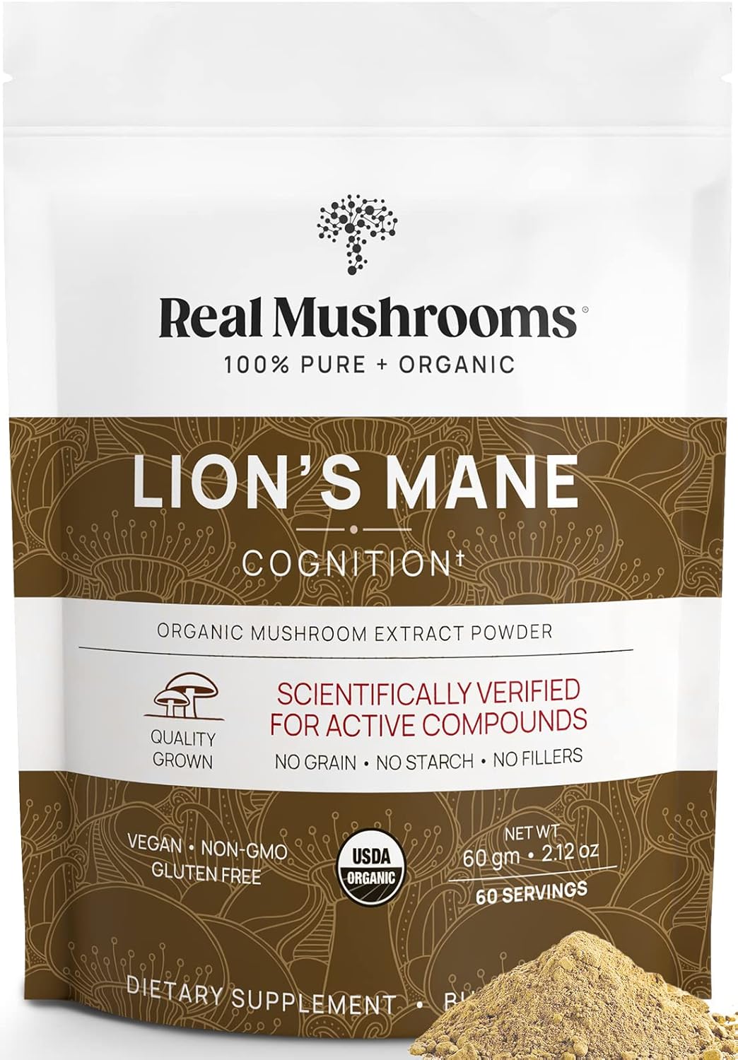 Lion’S Mane Powder - Organic Lions Mane Mushroom Extract With Immunomodulating Properties & Antioxidants - Vegan Mushroom Supplement, 60 Servings