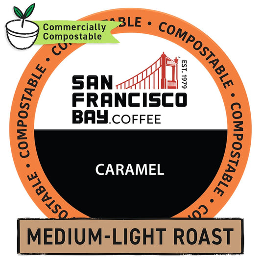 San Francisco Bay Compostable Coffee Pods - Caramel (80 Ct) K Cup Compatible including Keurig 2.0, Flavored, Medium Roast