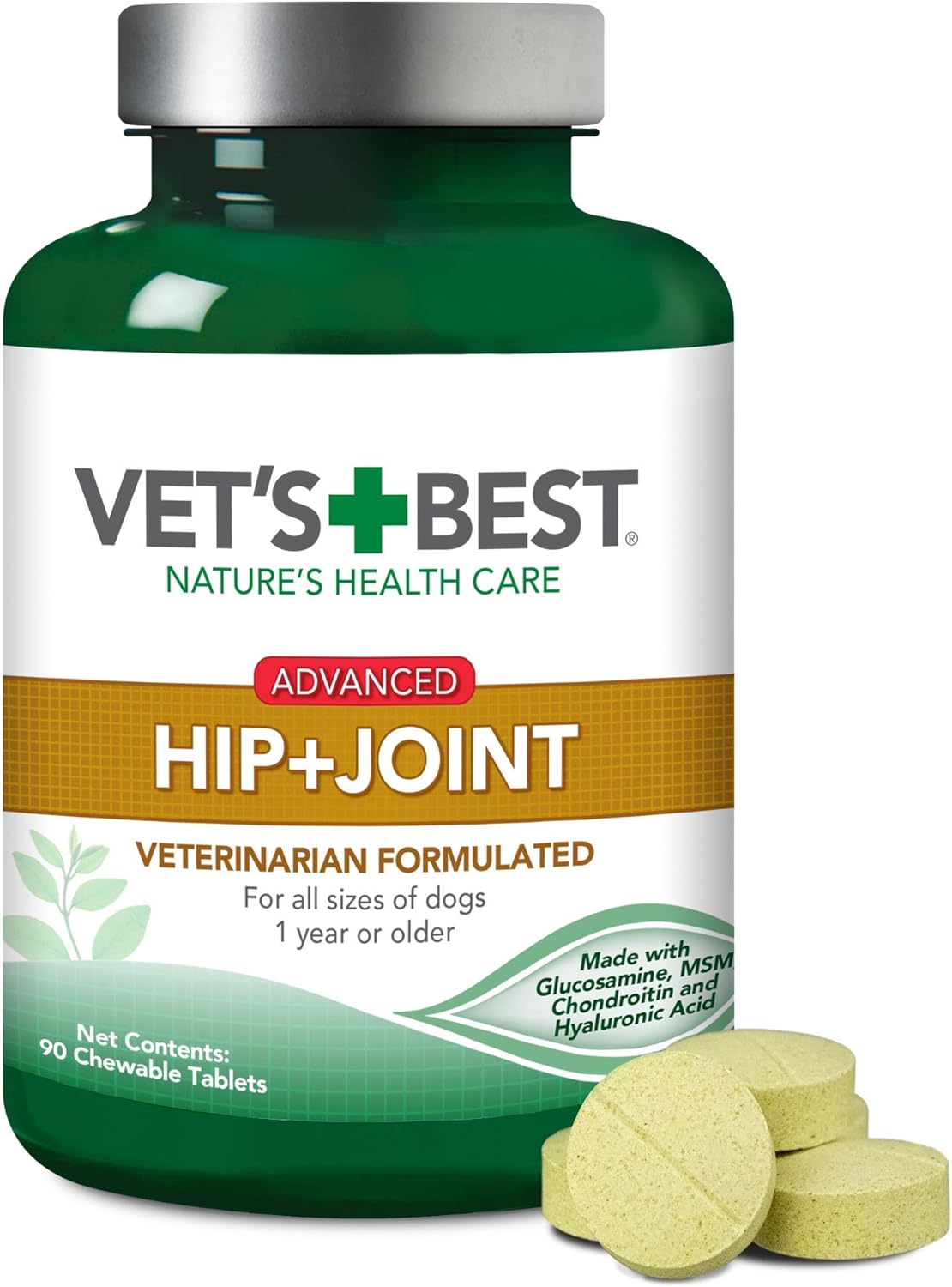 Vet's Best Advanced Hip & Joint Dog Supplements, 90 Chewable Tablets