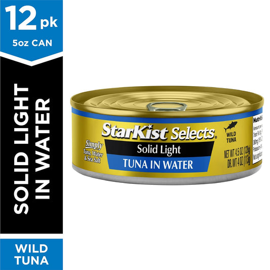StarKist Selects Solid Light Tuna in Water Can, Tuna in Water , 4.5 Ounce (Pack of 12)