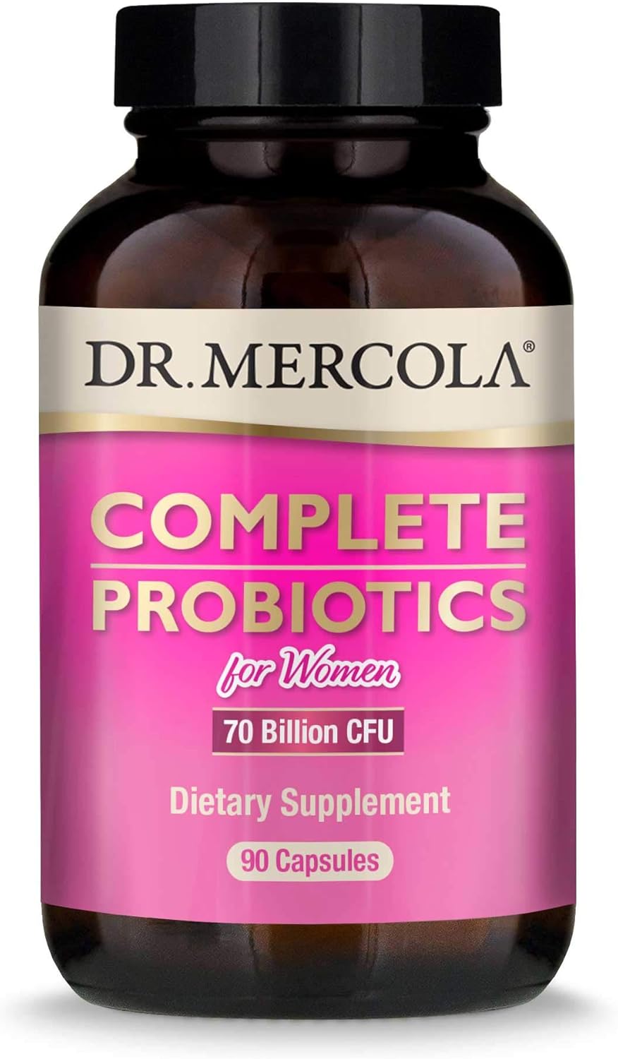 Dr. Mercola, Complete Probiotics for Women Capsules, 90 Servings (90 Capsules), 70 Billion CFU, Digestive Health Support, Non GMO, Soy Free, Gluten Free