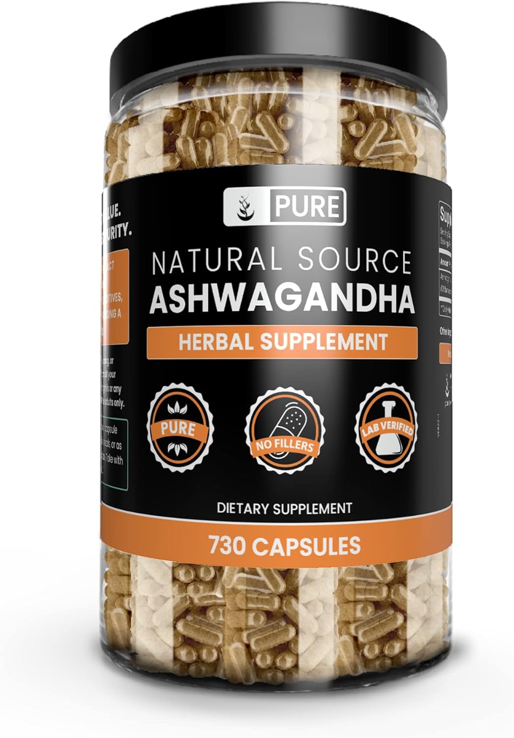 Pure Original Ingredients Ashwagandha (730 Capsules) No Magnesium Or Rice Fillers, Always Pure, Lab Verified