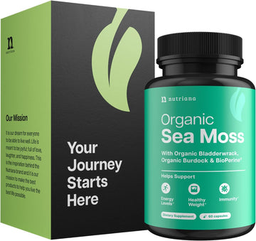 Organic Irish Sea Moss Capsules - Irish Sea Moss With Burdock Root And Bladderwrack Capsules For Thyroid And Immune Support - 60 Seamoss Capsules For Joint Support Healthy Gut And Digestive Health