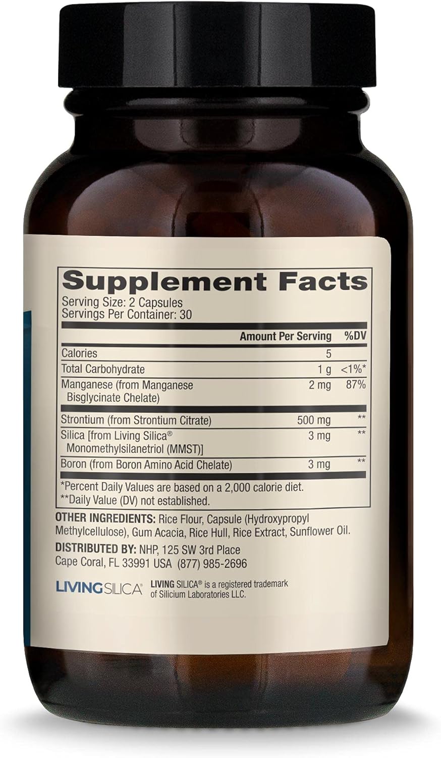 Dr. Mercola Bone Support with Strontium & Boron Dietary Supplement, 30 Servings (60 Capsules), Non GMO, Gluten Free and Soy Free