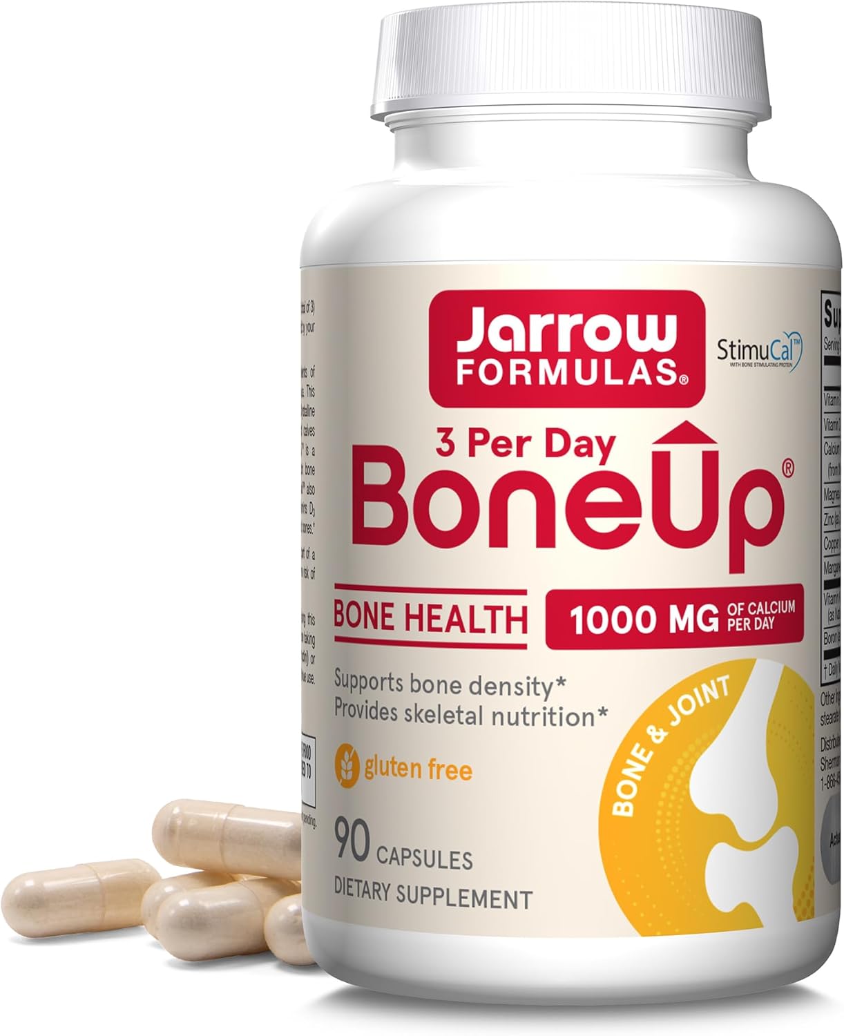 Jarrow Formulas BoneUp - 360 Capsules - 180 Servings - For Bone Support & Skeletal Nutrition - Includes Naturally Derived Vitamin D3, K2 (as MK-7) & 1000 mg Calcium - Gluten Free - Non-GMO