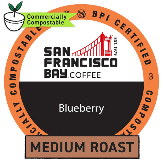 San Francisco Bay Compostable Coffee Pods - Blueberry (80 Ct) K Cup Compatible including Keurig 2.0, Flavored, Medium Roast