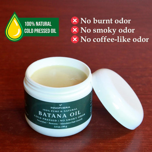 Batana Oil For Hair Growth - Cold Pressed With No Smoky Odor - 100% Pure & Natural From Honduras - Nourishes, Moisturizes & Restores Hair - 3.4 Oz