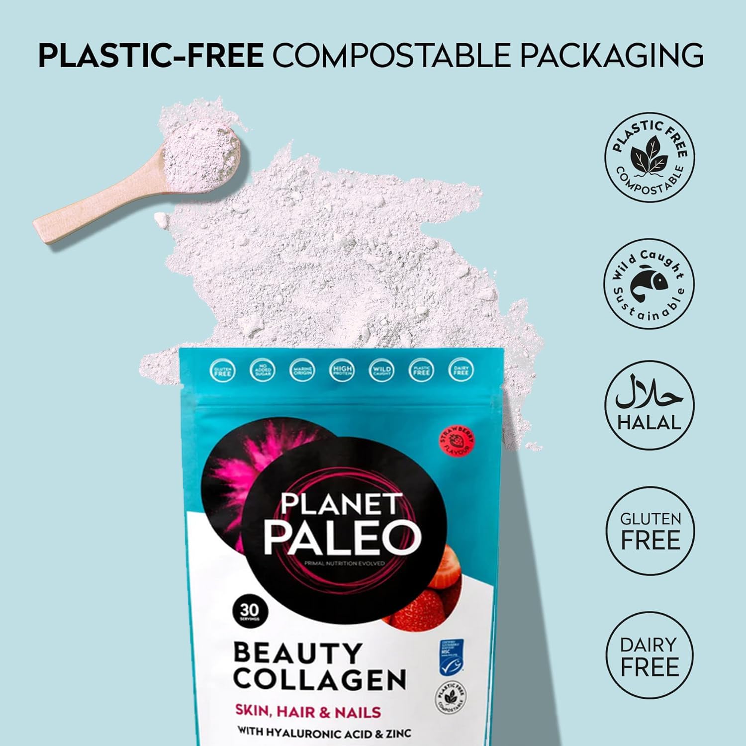 Beauty Marine Collagen Powder - Nourishes Hair, Skin & Nails, Bone & Joint Support, Easy to Mix (Strawberry, 231g) : Amazon.co.uk: Health & Personal Care