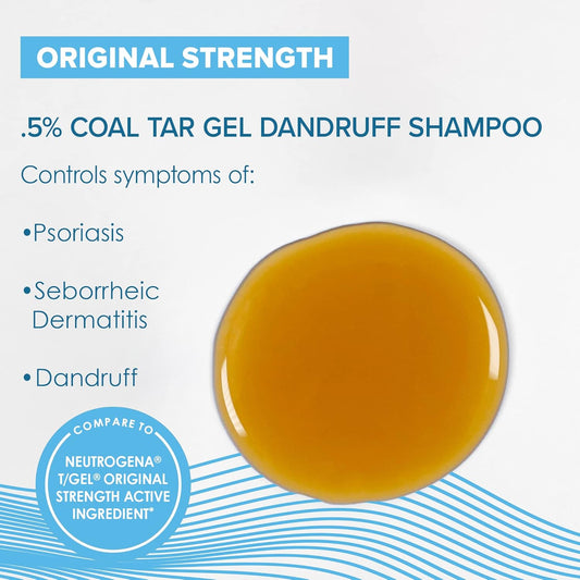 True+Real Coal Tar Therapeutic Plus Tar Gel Anti-Dandruff Shampoo 0.5% Coal Tar, 16 Fl Oz, Original Strength