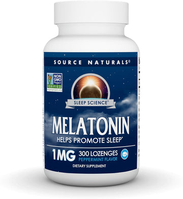 Source Naturals Melatonin Helps Promote Sleep* 1 Mg - 300 Peppermint Flavored Lozenges