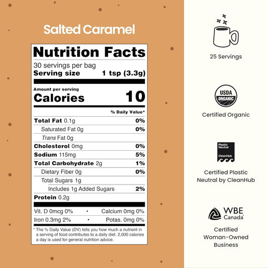 Blume Salted Caramel Latte - Organic Sugar-Free, Keto-Friendly, Vegan And Gluten-Free Superfoods Latte - 100 Grams - 25 Servings