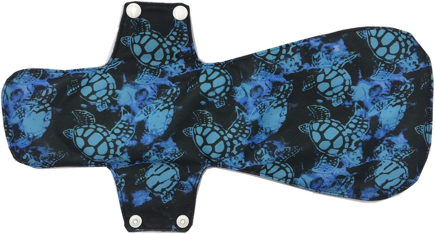 MUMBABY 5pcs 14 Inch Overnight Charcoal Bamboo Mama Cloth/ Menstrual Pads/ Reusable Sanitary Pads (Blue Turtles, X-Large) : Health & Household