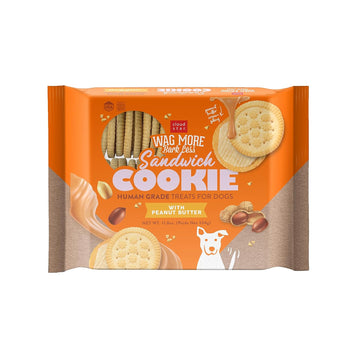 Cloud Star Wag More Bark Less Human Grade Sandwich Cookie: Peanut Butter - 11.8Oz