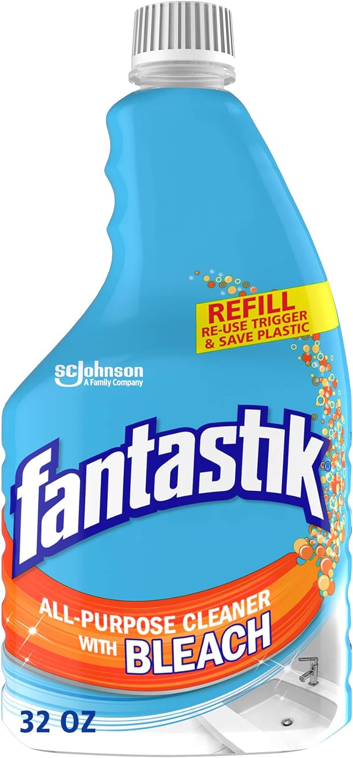 Fantastik All-Purpose Cleaner with Bleach, Refill Bottle, Fresh Scent, 32 oz