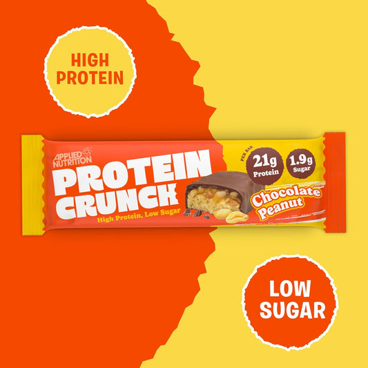 Applied Nutrition Protein Crunch - Protein Bars, High Protein, Low Sugar (Milk Chocolate Peanut) (62G X 12)