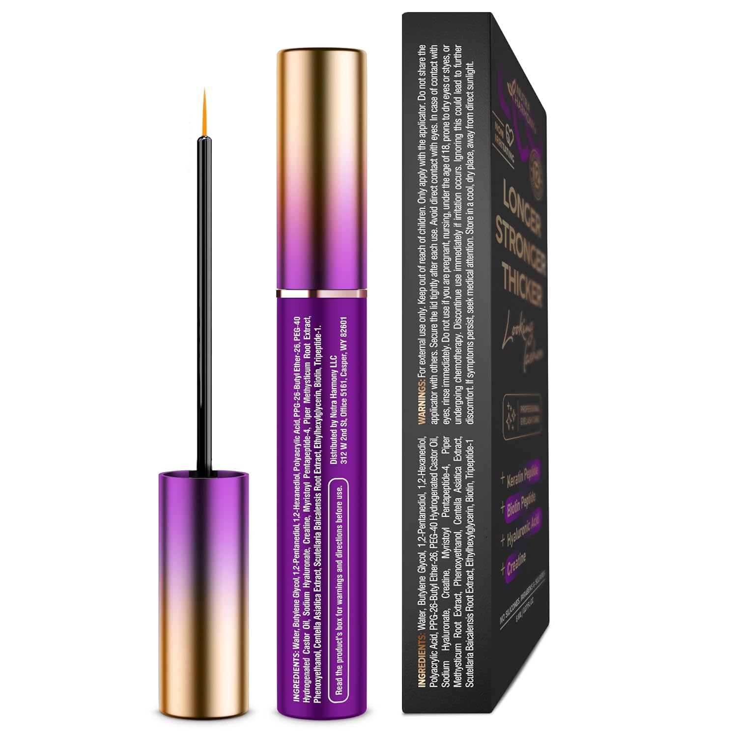 Enhancing Lash Serum For Eyelash Growth With Keratin And Biotin Peptides, Hyaluronic Acid, Creatine For Longer, Fuller, Thicker Lashes, Strength & Nourishment Treatment, Non-Irritating, Vegan, 8Ml