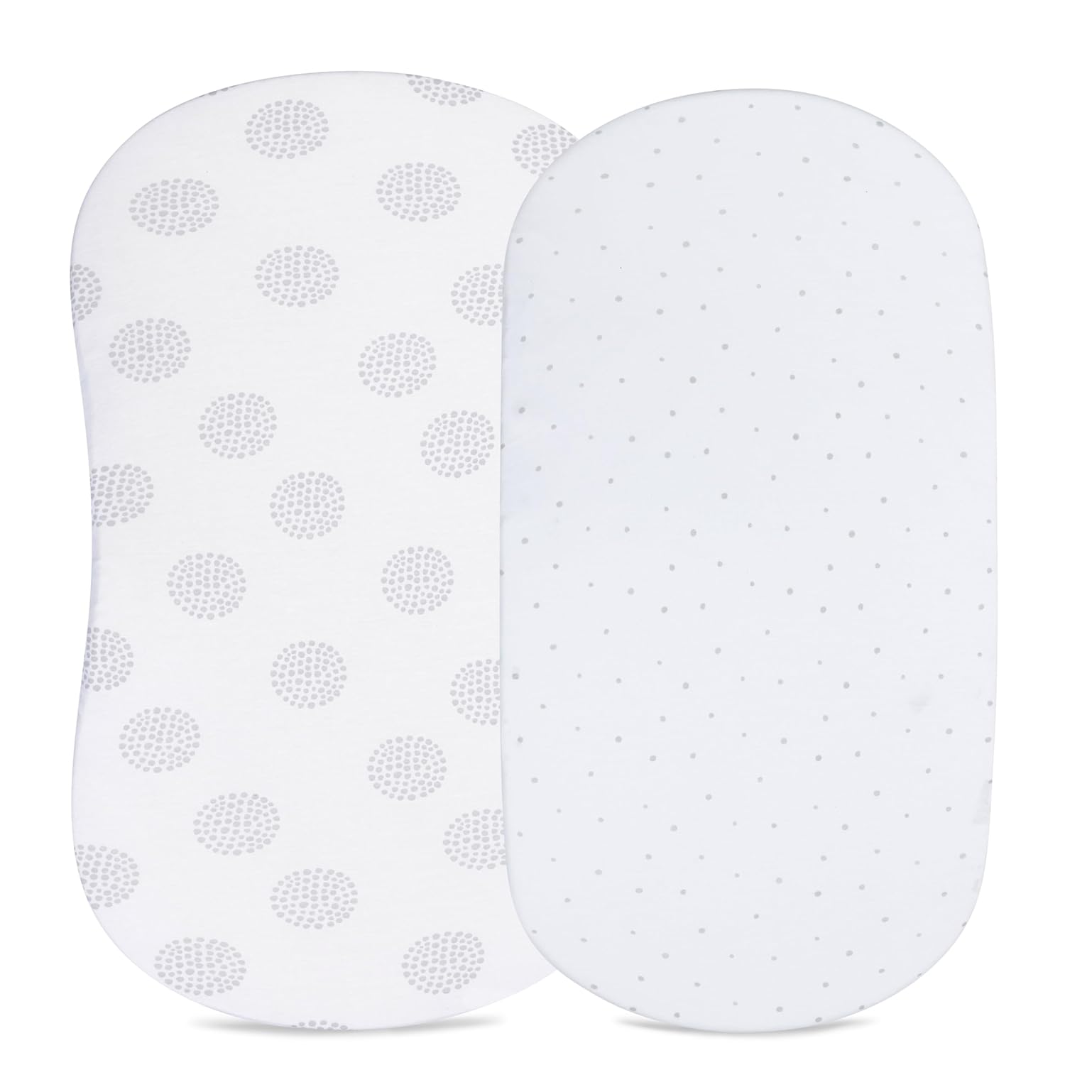 Ely'S & Co. Bassinet Sheet 100% Combed Jersey Cotton 2 Pack Unisex For Baby Girl And Boy - Grey Dottie Design