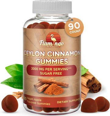 Sugar Free Ceylon Cinnamon Gummies 2000Mg /Serving- Sugar Regulation, Joint Pain, Neuroprotective- Cinnamon Supplement With Chromium And Cinnamon Bark- Alternative To Cinnamon Capsules - 90 Chews