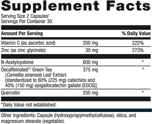 Metagenics Immune Active - Rich In Antioxidant Vitamin C - Immune Health Support* - 200 Mg Vitamin C - 30 Mg Zinc - Gluten-Free - 60 Capsules