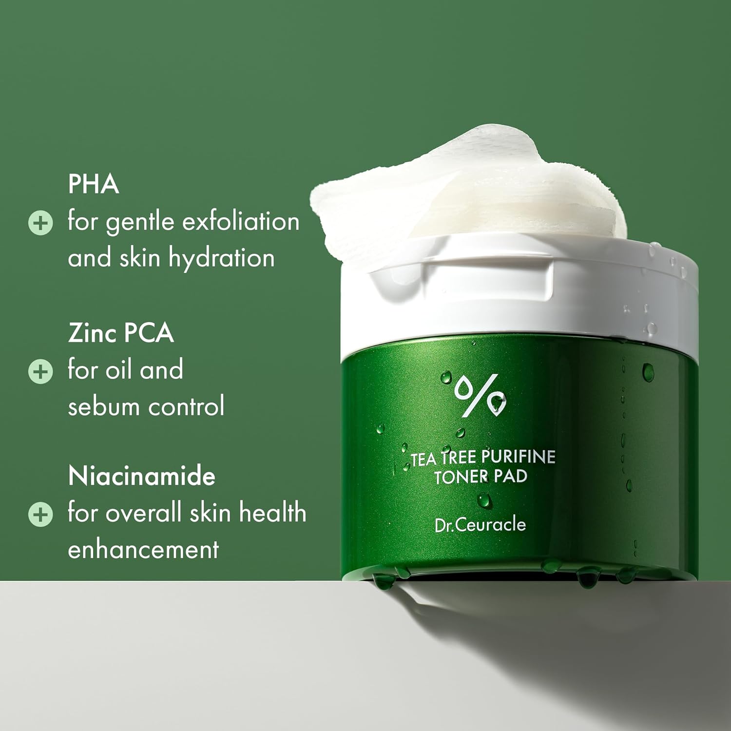 Dr.Ceuracle Tea Tree Purifine Toner Pad - Korean Skincare Mild Exfoliating And Pore Care, Double-Textured Face Pads With Pha, Zinc Pca, Niacinamide (60 Pads) : Beauty & Personal Care