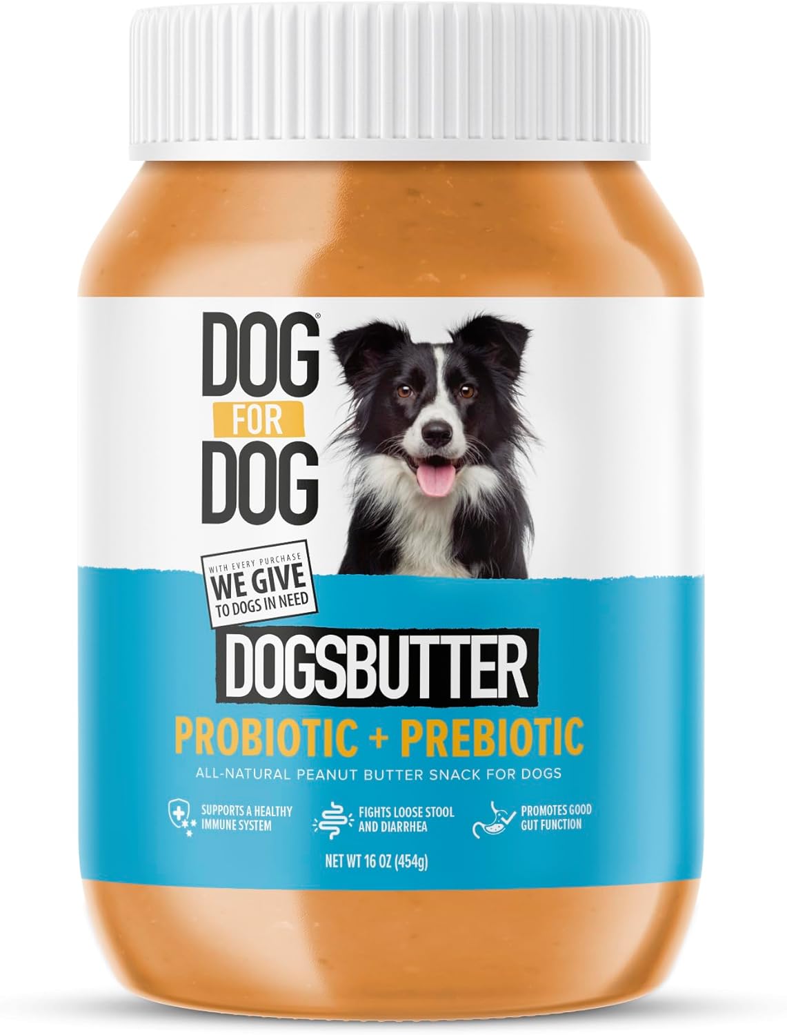 DOG for DOG Peanut Butter with Prebiotic & Probiotics for Dog | Dog Friendly Peanut Butter Treats Improves Immune System & Gut Health | Dog Probiotic Calming Treats for Itchy Skin - Made in The USA