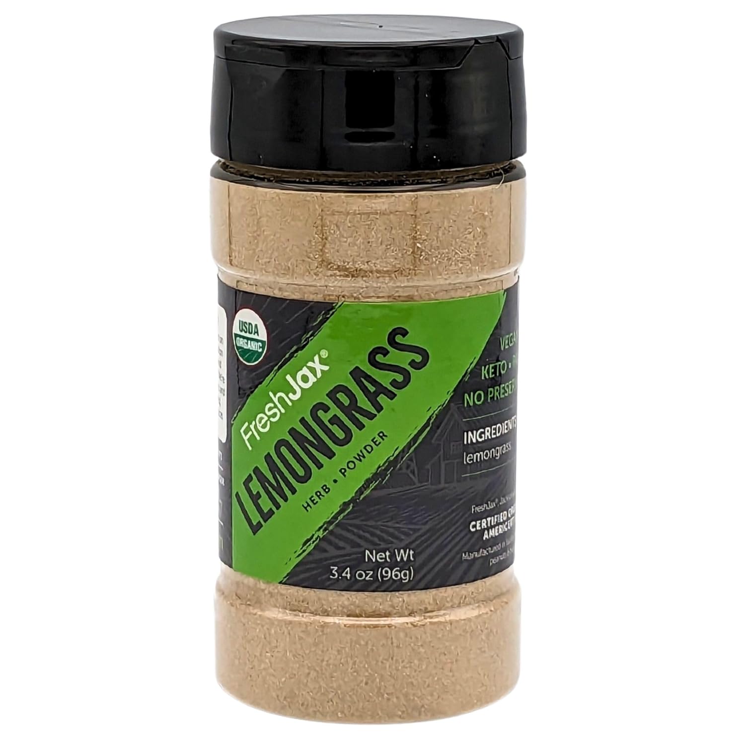 FreshJax Organic Lemongrass Powder for Cooking (3.4 oz Bottle) Certified Organic, Non GMO, Gluten Free, Keto, Paleo, No Preservatives Lemon grass herbs | Handcrafted in Jacksonville, Florida