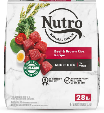 NUTRO NATURAL CHOICE Adult Dry Dog Food, Beef, Rice Recipe Dog Kibble, 28 lb. Bag