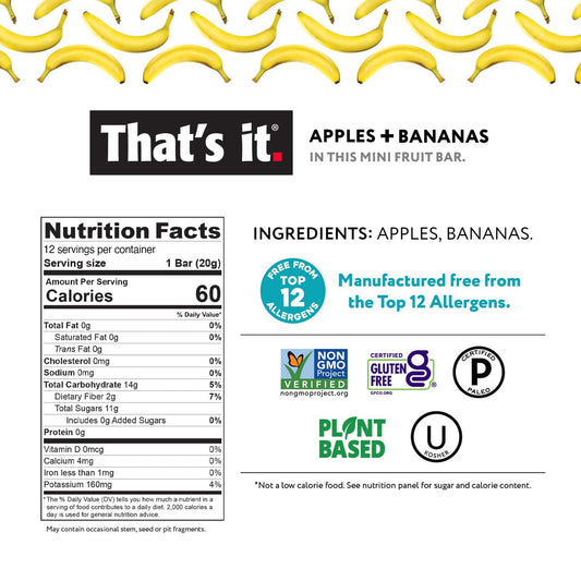 That'S It. Mini Fruit Bars Gift Pouch (Variety 36 Count) No Sugar Added, Plant-Based, Vegan & Gluten Free, Paleo, Non Gmo, Fiber (12 Banana, 12 Blueberry, 12 Mango)