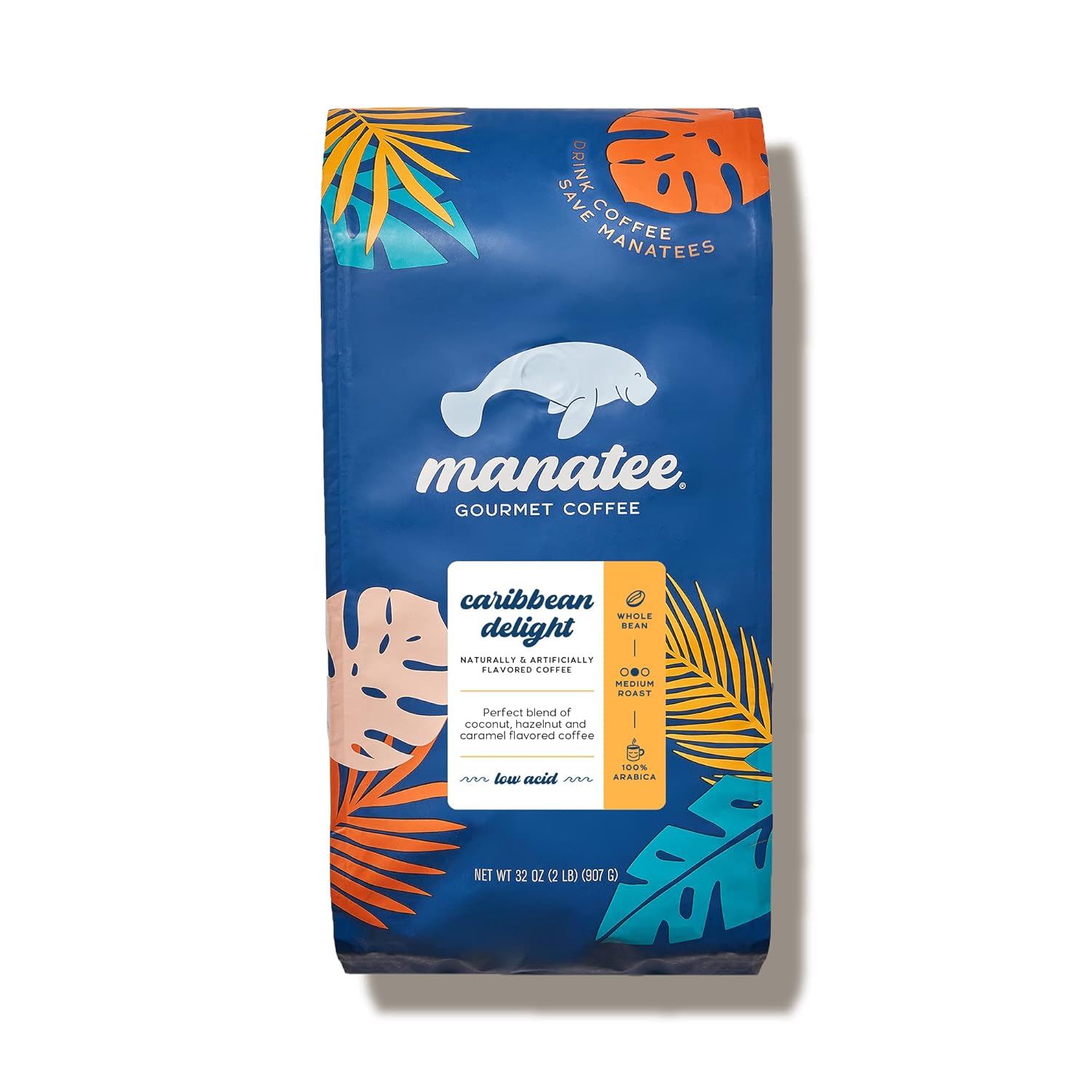 Manatee Gourmet Coffee, Whole Bean, Medium Roast, Caribbean Delight